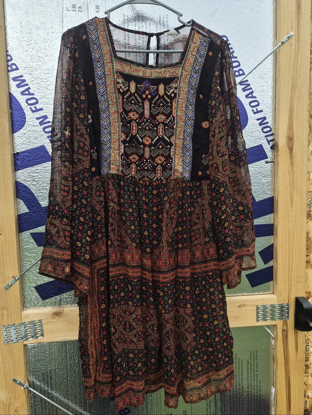 Anthropologie Akemi + Kin Sheer Boho Embroidered Midi Dress NO SLIP